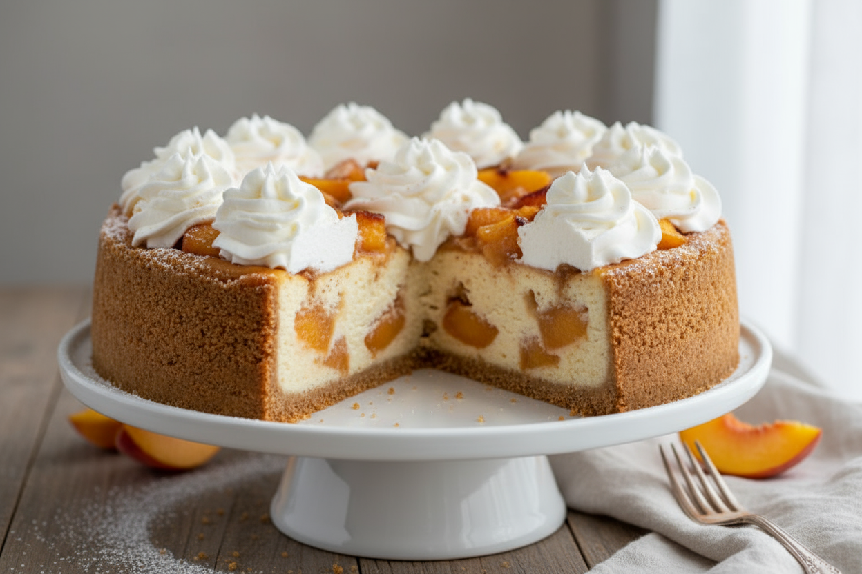 peaches are in the inside. whipped cream on top